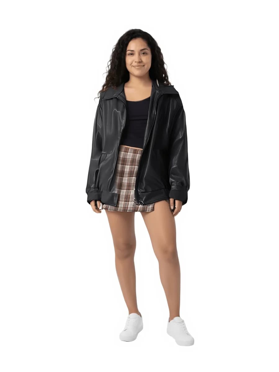 AUTOMET Oversized Moto Faux Leather Jacket