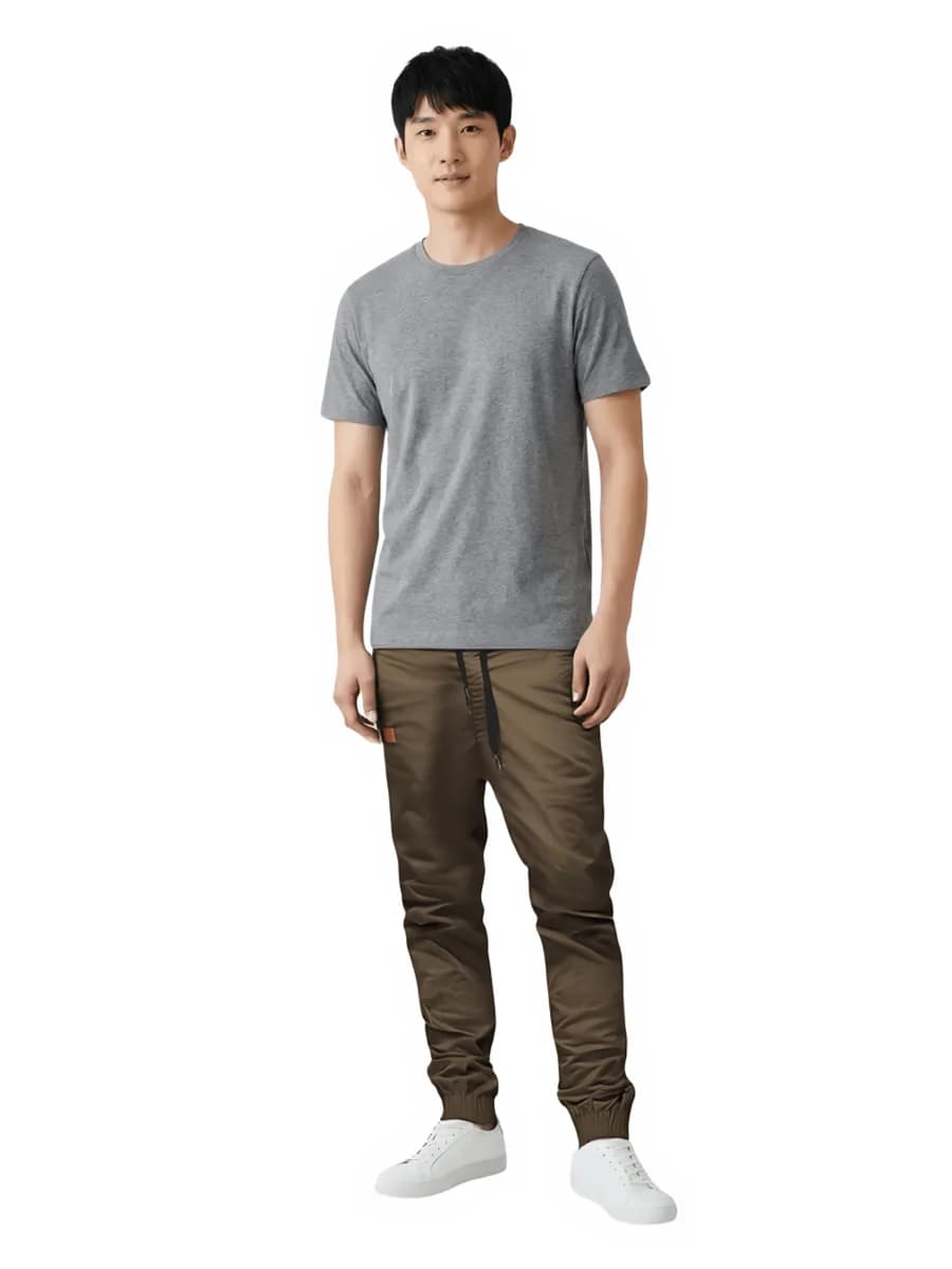 JMIERR Men's Dark Brown Cotton Utility Joggers